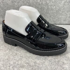 NEW Franco Sarto Cassandra Loafer Black Patent Faux Leather Womens 7.5